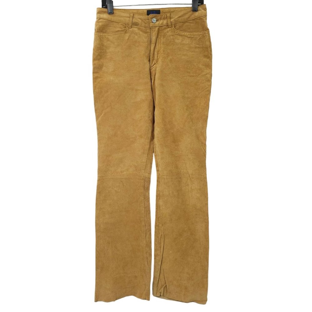 Jou Jou Skins Pants Vtg Suede Leather Brown 7/8 Mid Rise Y2K Boho Hippie Lined
